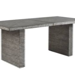 Grey Wood Veneer Rectangular Dining Table 