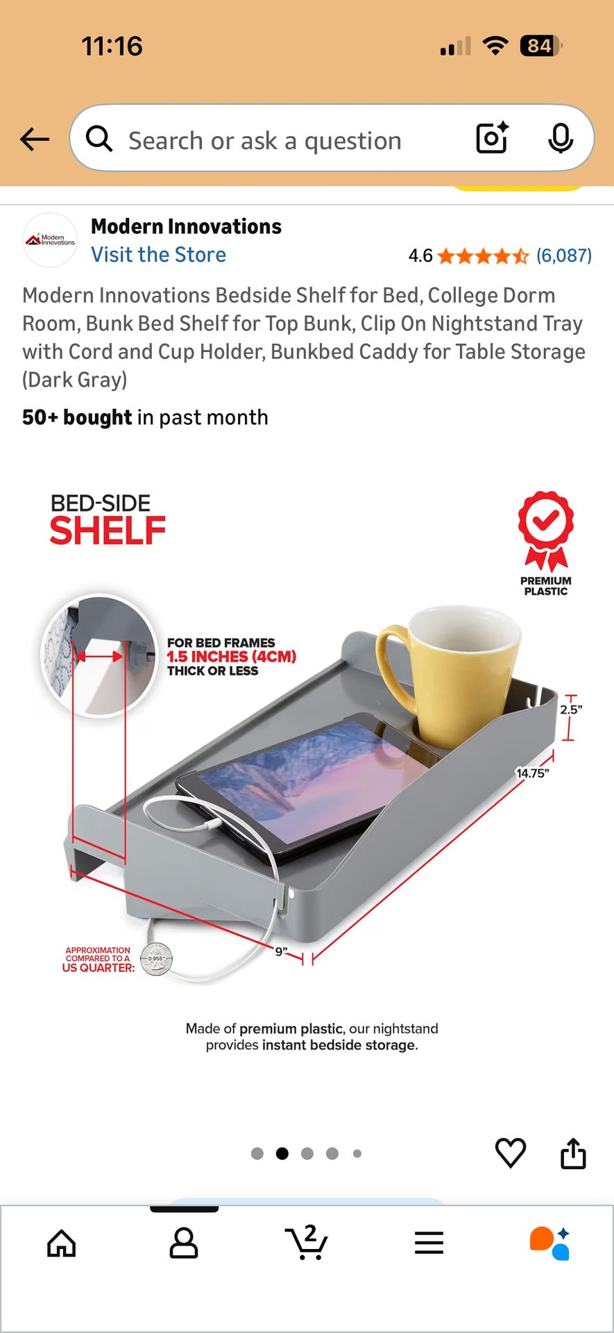 Modern innovations bedside shelf for bed