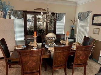 Dark Wood Dining Table with 6 Chairs