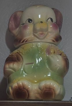 1950's American Bisque Pottery  Teddy Bear Cookie Jar