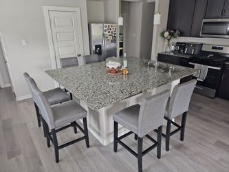 Set of 6 Modern Counter Height Bar Stools – Gray Upholstered