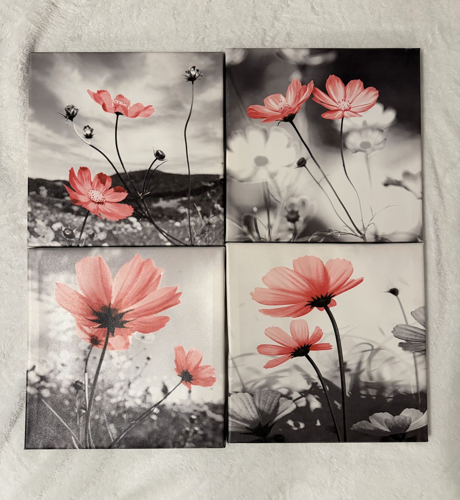 4 Pc Flower Wall Decor