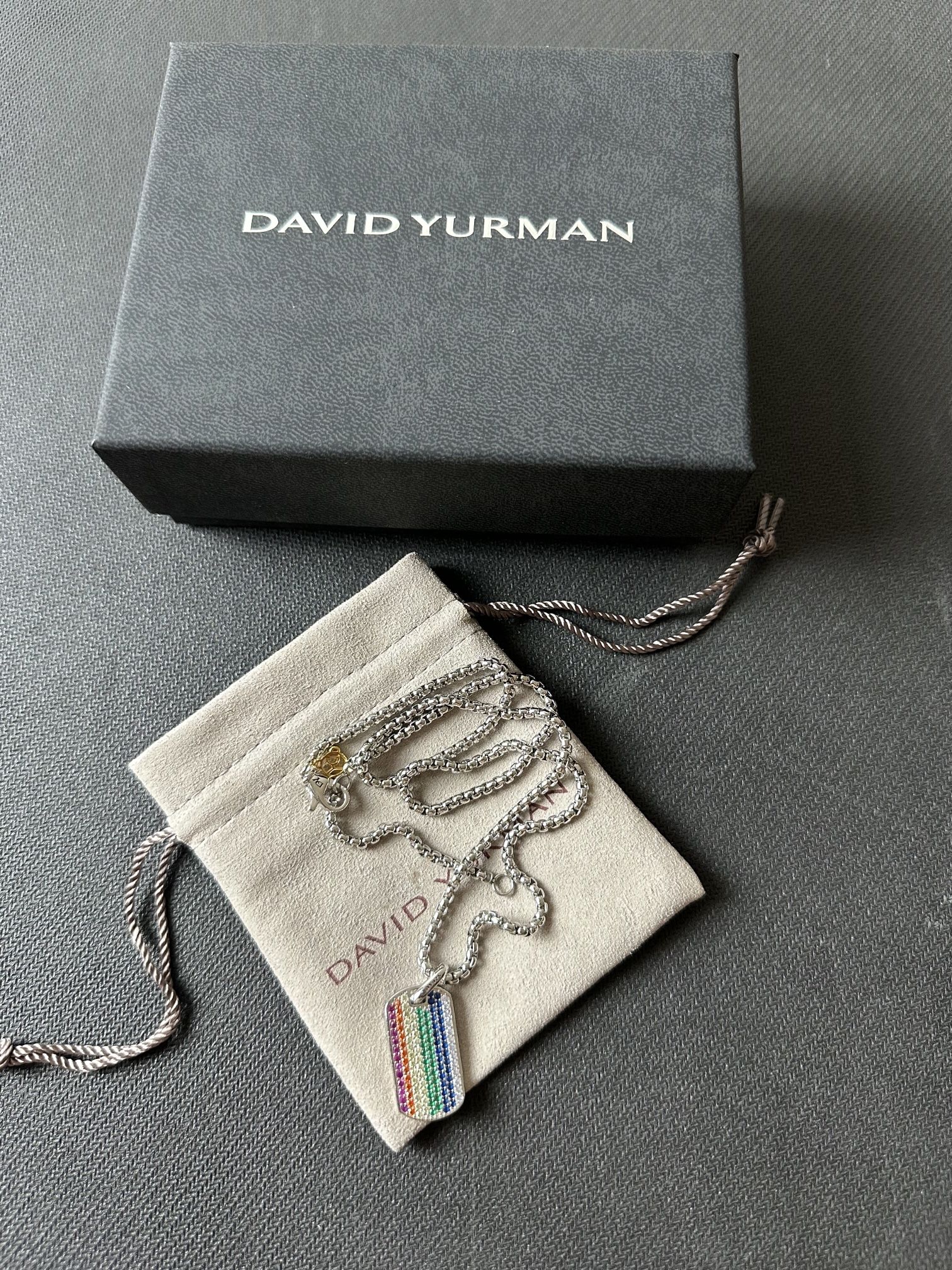 David Yurman Colorful Dog Tag Pendant Necklace