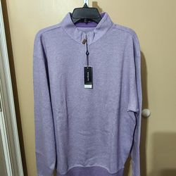 Mens Turtleson Large Heathered Interlock 1/4 Quarter Zip Pullover 
