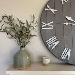 Home Decor Items, Clock, Candle, Fake plants