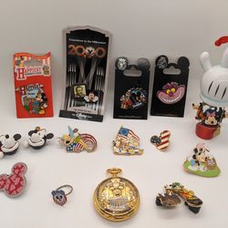 Disney Collectibles! Pins, Earrings, Pocket Watch  and More!