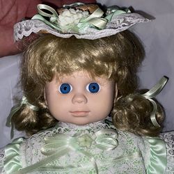 Porcelain Doll Green Dress