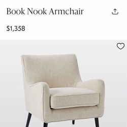 West Elm Book Nook Armchair | Blush Pink Chenille | Retail $679