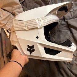 white Fox Helmet with Goggles And Cardo