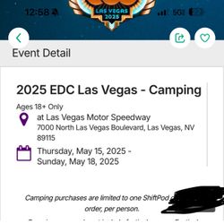 EDC 2025 RV CAMP Pass only 