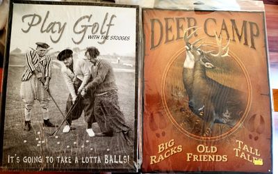 X2 3 Stooges Golf and Deer Hunting Tin signs