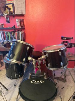 PDP full drum set, black and silver.