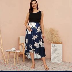 H&JOY Women Maternity Nursing Dress Spaghetti Midi Floral Dress Pregnancy Breastfeeding Maternity Summer Dress