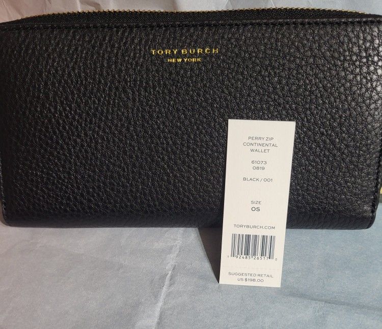 New Tory Burch Perry Zip Continental Leather Wallet