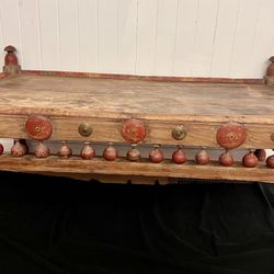Antique 1920s Wooden Bench / Coffee Table, Pakistan 