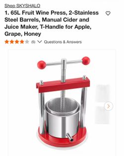 SKYSHALO 65L Manual Fruit Wine Press