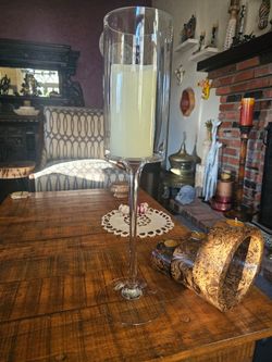24 inch Long Stem Glass Candle Holder