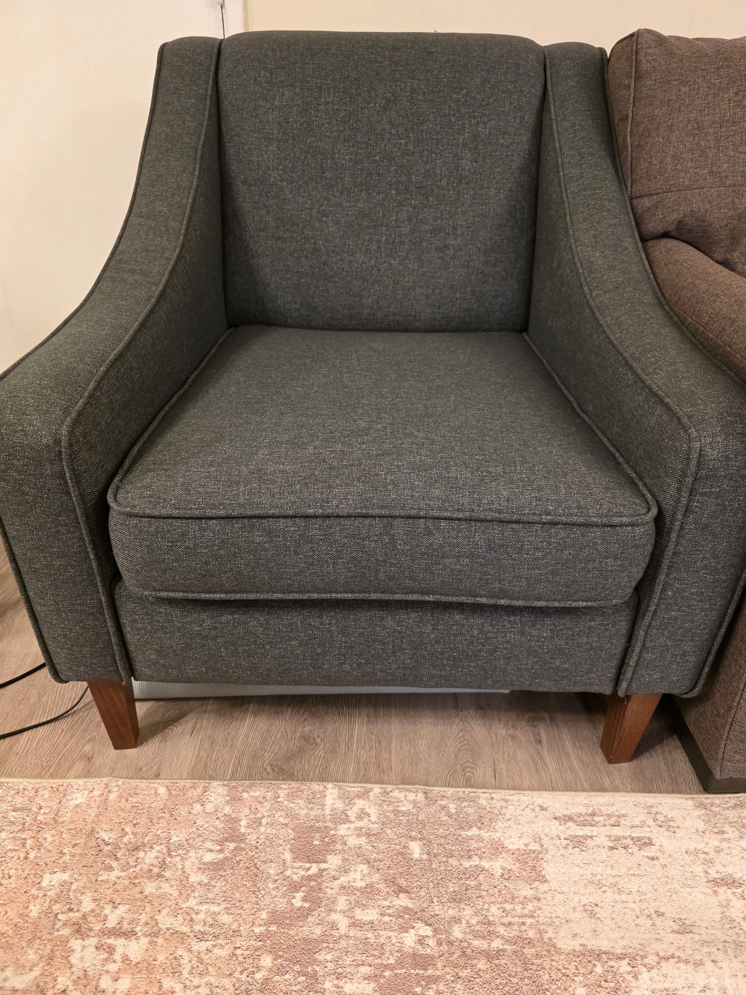 Navy Blue Armchair with Brown Legs - Great condition