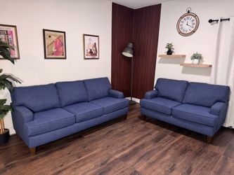 Navy Blue Sofa & Loveseat Set – Free Delivery