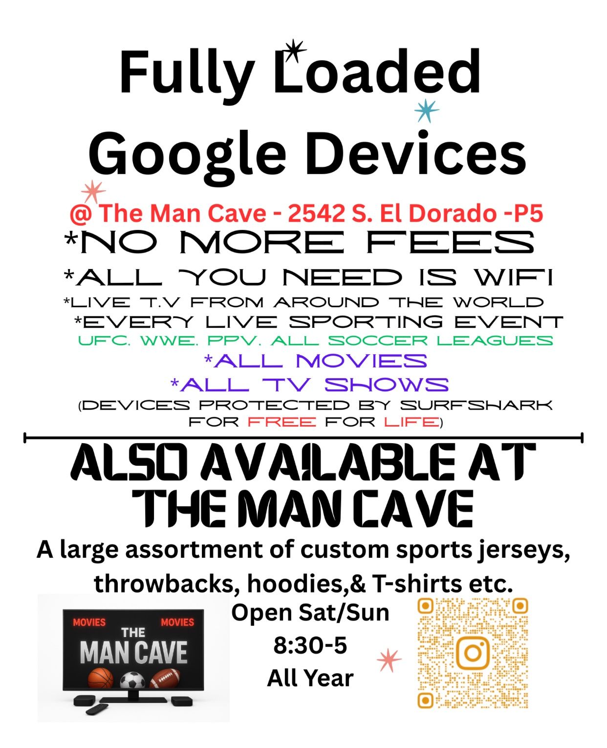Super grand opening sale this weekend, November 1 and 2nd at the Mann cave located at 2542 S. El Dorado in Stockton open Saturday and Sunday  all year