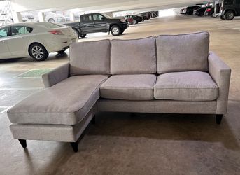 Gray Chaise Sectional Sofa (Covers Fully Remove)