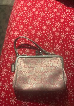 Rare Coach Kiss-lock Mini Handbag - Pink Signature Canvas