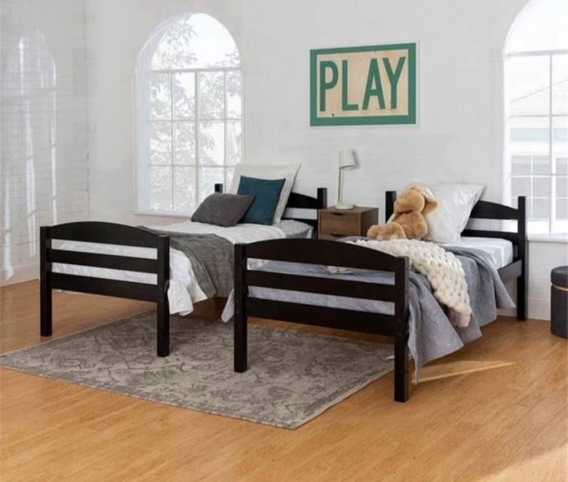New Solid Wood BlackTransitional Bunk Beds