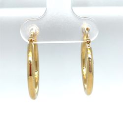 14KT Yellow Gold Small Wide Hoop Earrings 2.50g 182708/6