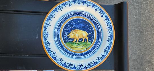 Vintage Luca della Robbia Florence Majolica Wall Plate – Tuscan Wild Boar Motif (10") #20