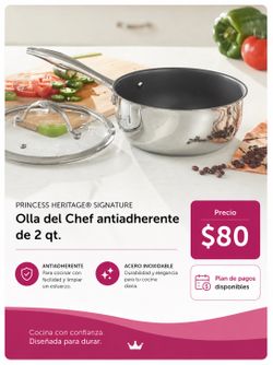 Princess House olla antiadherente 2 qt