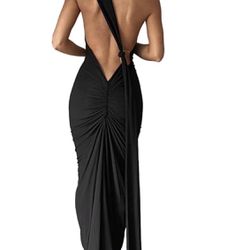 Women Sexy Backless Dress Bodycon Sleeveless Open Back Maxi Dress Going Out Elegant Party Cocktail Long Dress size S L  Fabric type 100% Polyester MAT