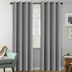 2 Panels Set Room Darkening Curtains/Window Panel Drapes - 52 inch Wide by 84 inch Long Solid Dove Gray Pattern,Grommet Top