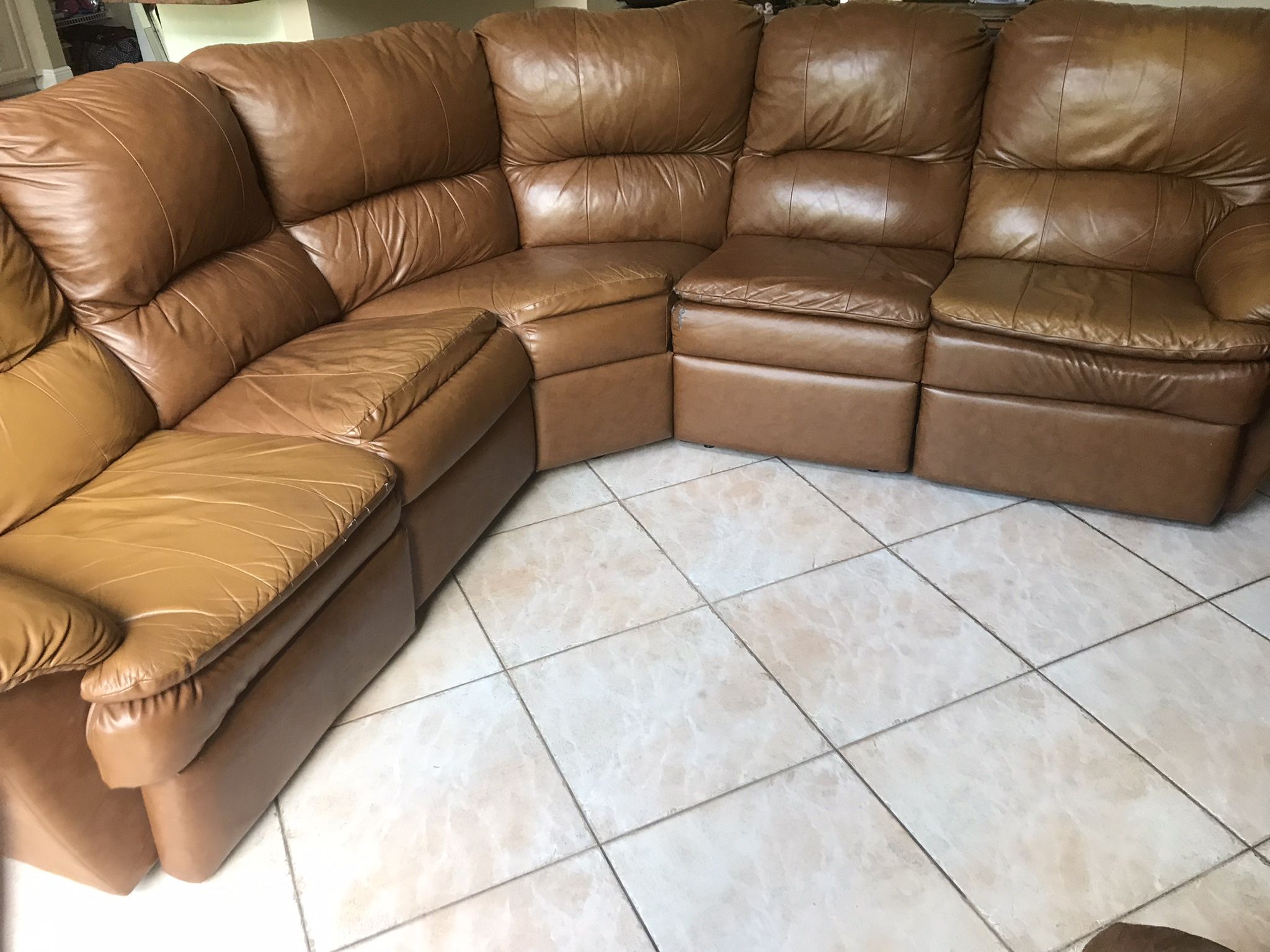 Leather Reclining Sectional Couch