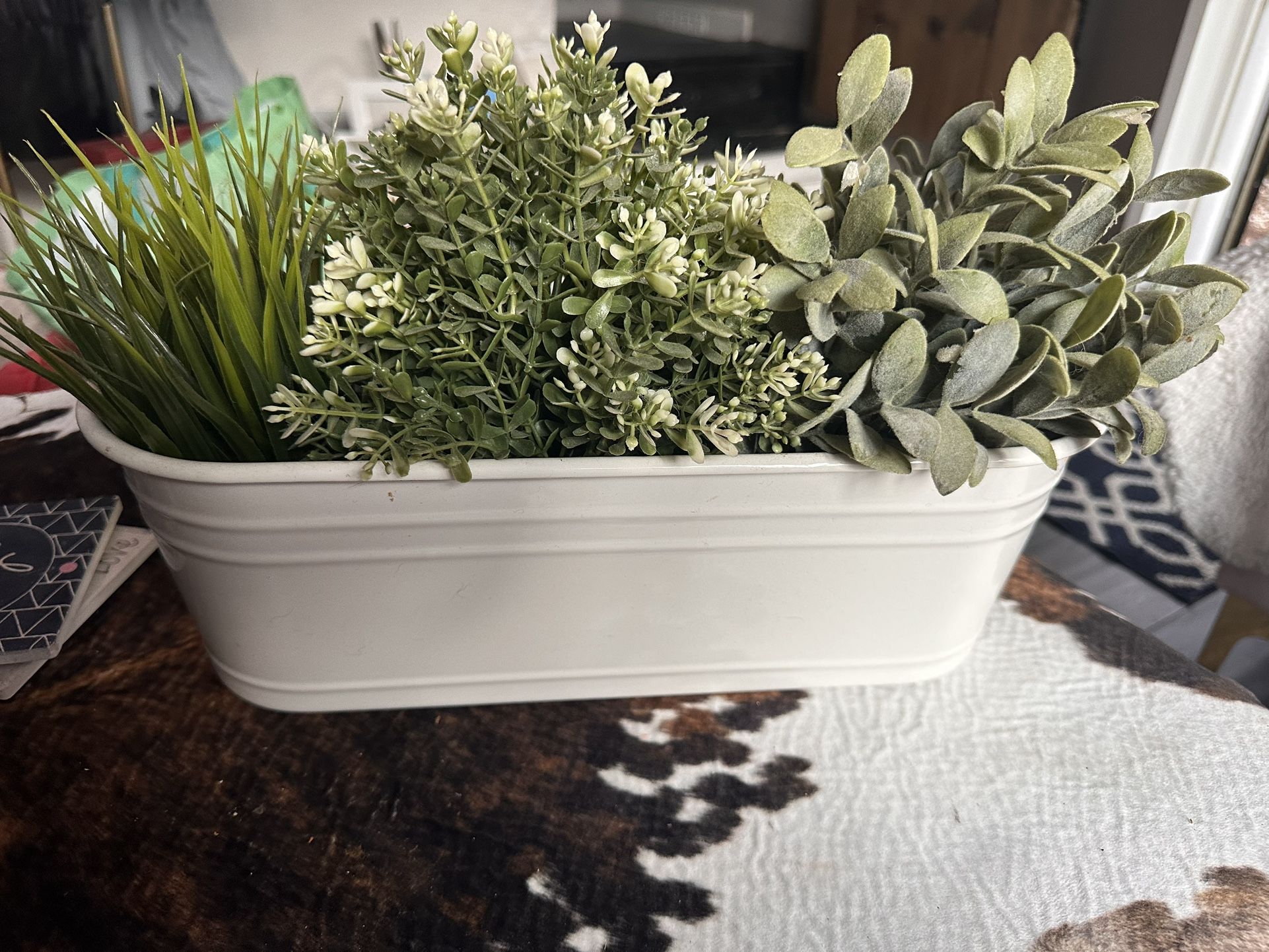 Fake Plant With Pot White