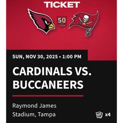 Arizona Cardinals Tampa Bay Buccaneers November 30th 2 Seats Available 