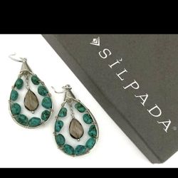 Silpada Sterling Silver Turquoise & Smokey Topaz Earrings