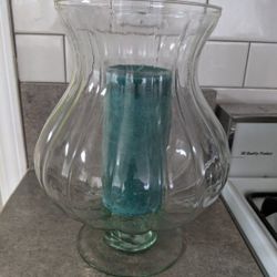 Decorative Green Tinted Glass Candle Vase 