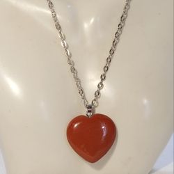 AAA Quality Big Red Jasper Heart Pendant Necklace 
