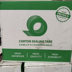 Carton Sealing Packing Tape – 24 Rolls/Box – Clear 3” x 110 Yards – New