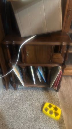 Dark Wood End Table with Shelves