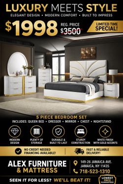 Hottest Sale Of The Year!! ✨ Luxury White & Gold Bedroom Set