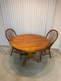 FREE Round Oak Dining Table and 2 Chairs