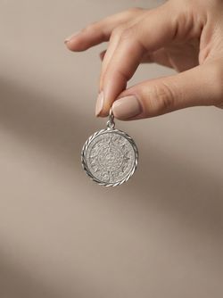 Vintage Thick Aztec Calendar Pendant NeckVintage Aztec Calendar  Silver 925