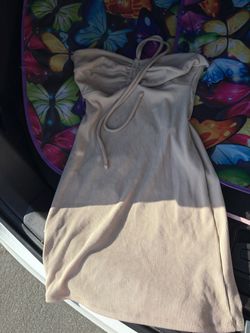 Cute beige strapless mini dress Y2K look