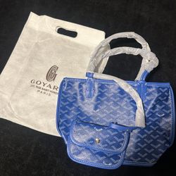 Goyard Blue Canvas Handbag 