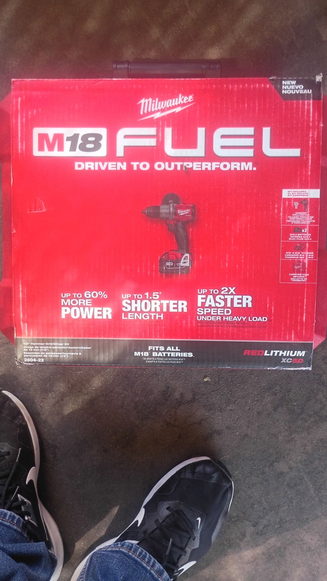 Milwaukee fuel hammer drill with 2 batteries 5.0ah and charger.+ Hard case