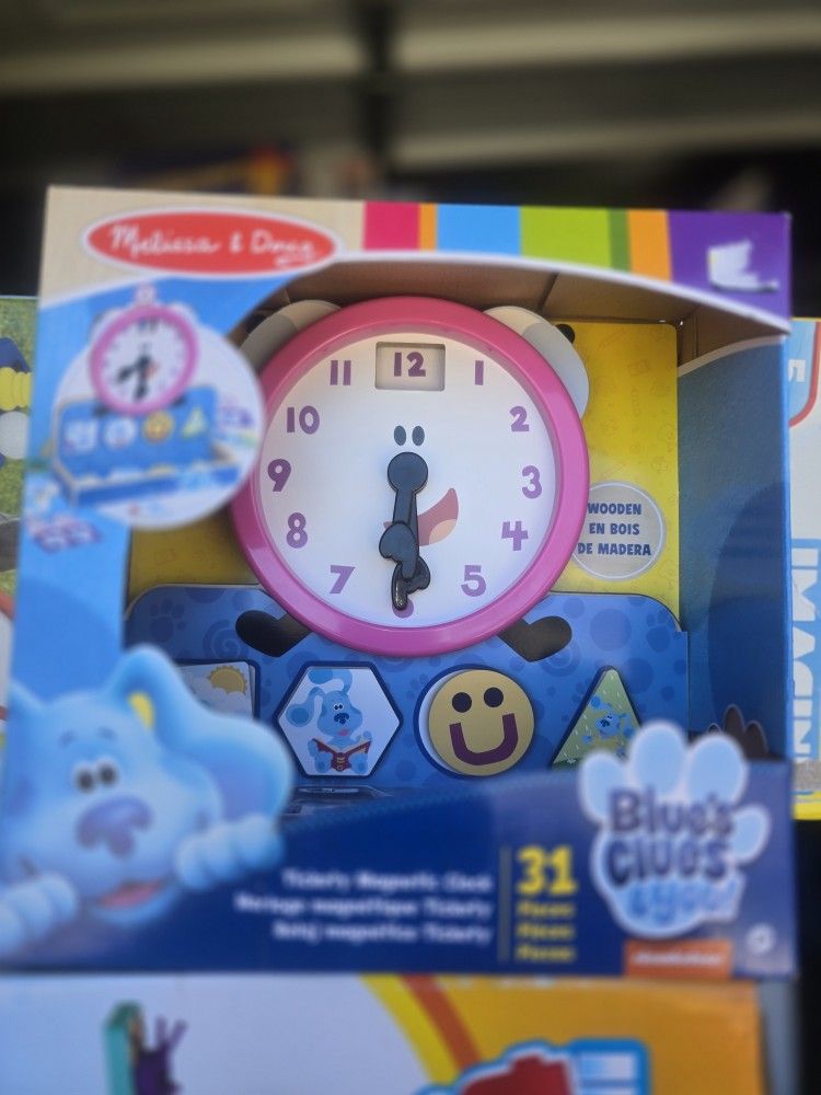 🆕️ MELISSA AND DOUG LARGE 31 PIECE WOODEN CLOCK. LEARN TO TELL TIME