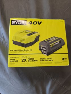 Brand new Ryobi 40 volt 4 amp lithium starter kit