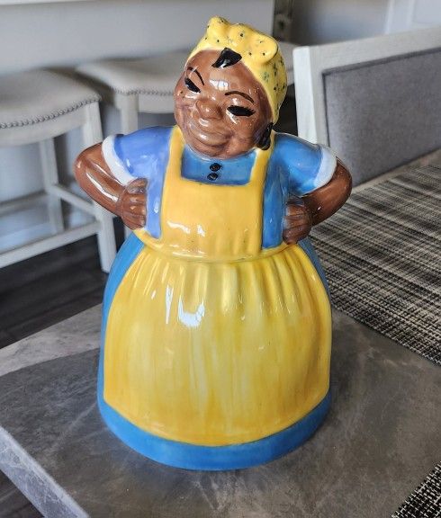 Ceramic Cookie Jar Handpainted Glazed