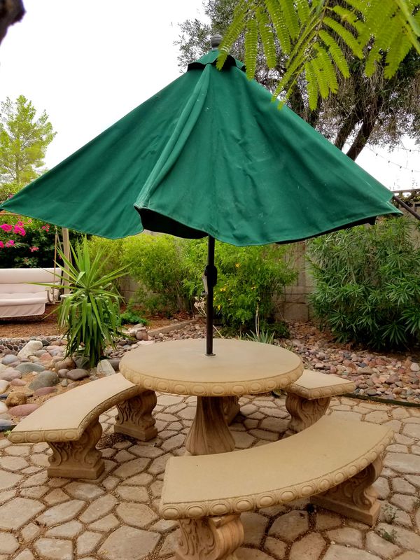 Concrete Patio Table Set with Umbrella for Sale in Tucson, AZ - OfferUp